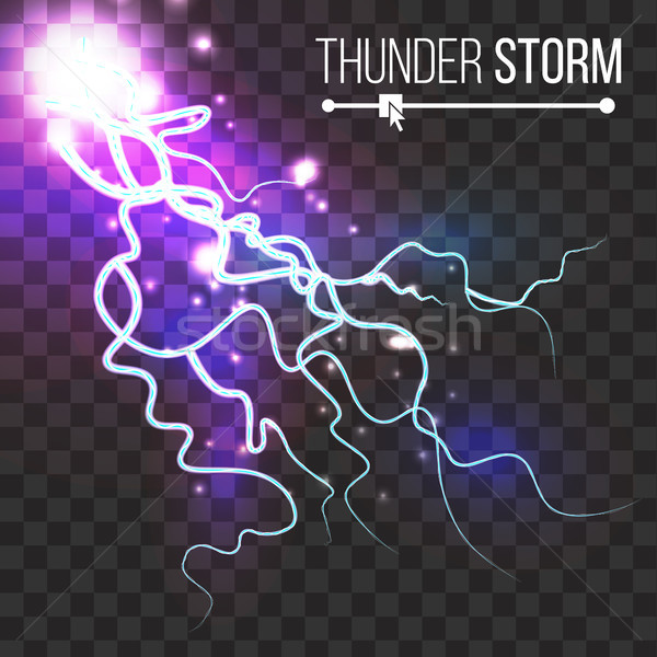 Realistic Lightning Strike Vector. Blue Flash. Isolated On Transparent Background. Electricity Effec Stock photo © pikepicture