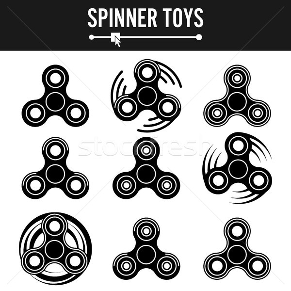 Hand Spinner Vector Labels. Black Icons Isolated. Fidget Spinners Emblems. Stock photo © pikepicture