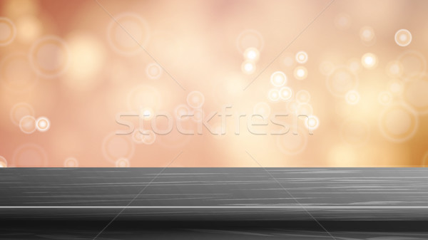 Wood Table Top Vector. Blur Autumn Orange Background. Bokeh Background With Vintage Filter. Good For Stock photo © pikepicture