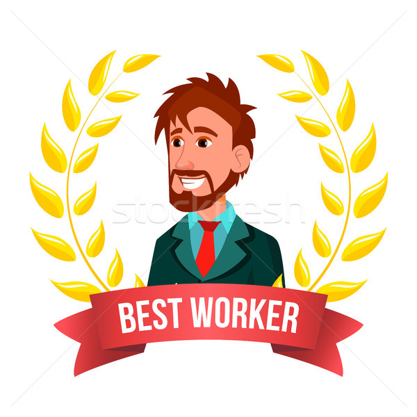 Best Worker Employee Vector. European Man. Manager. Winning Trophy. The Most Great Results. Award Go Stock photo © pikepicture