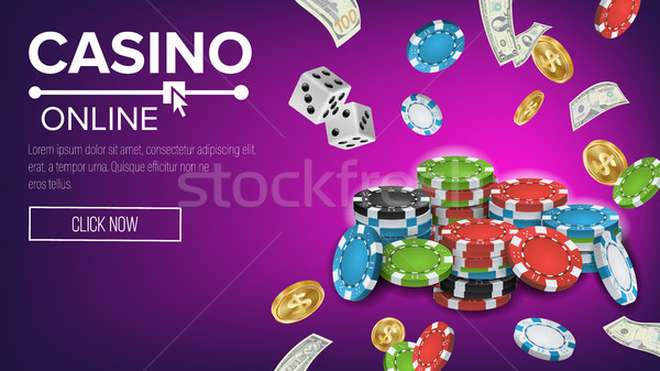 Foto stock: Cassino · cartaz · vetor · on-line · pôquer · jogos · de · azar