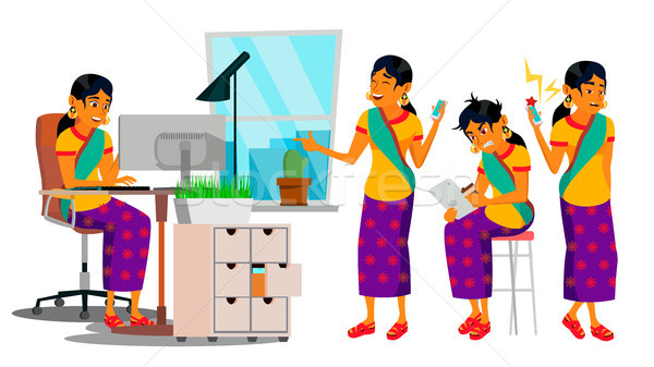 Business Man Character Vector. Working Hindu Male. IT Startup Business Company. Environment Process. Stock photo © pikepicture