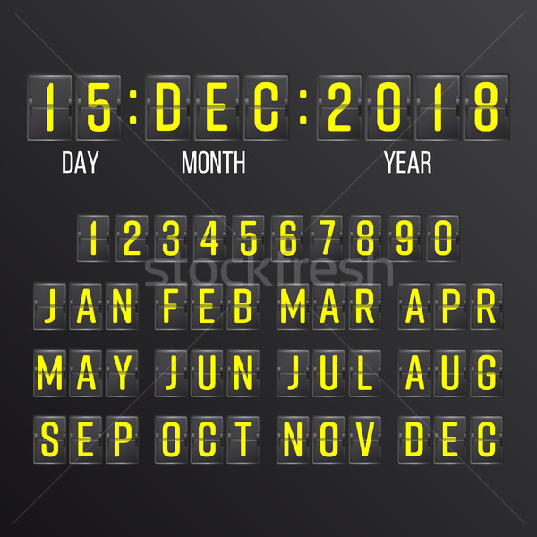 Flip Countdown Timer Vector. Black Flip Scoreboard Digital Calendar. Years, Months, Days. Stock photo © pikepicture