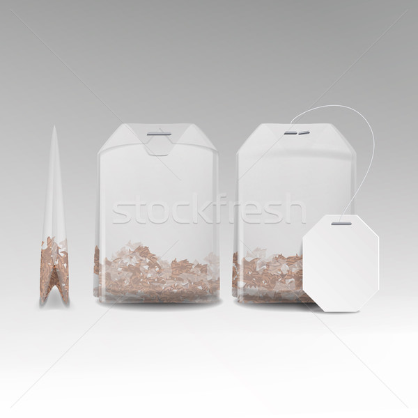 Realistic Tea Bag Teabag With Empty White Label. Isolated Vector Illustration Stock photo © pikepicture