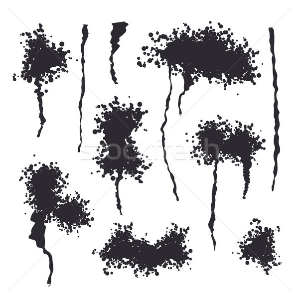 Black Spray Isolated Vector. Grunge Effect, Spread Texture. Abstract Paint Blots On White Background Stock photo © pikepicture