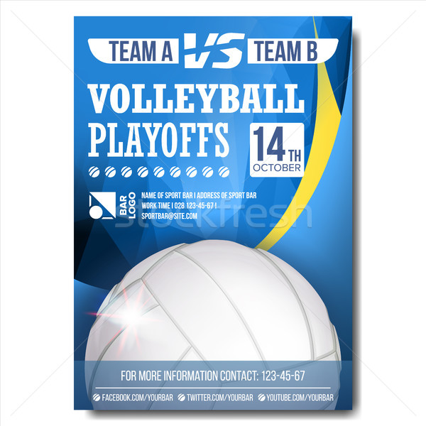 Volleyball Poster Vector. Design For Sport Bar Promotion. Volleyball Ball. Modern Tournament. Champi Stock photo © pikepicture