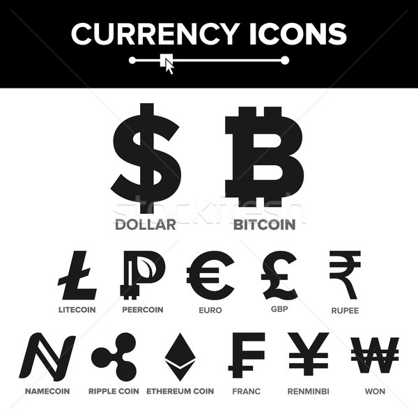 Currency Icon Sign Set Vector. Money. Famous World Currency Cryptography. Finance Illustration. Bitc Stock photo © pikepicture