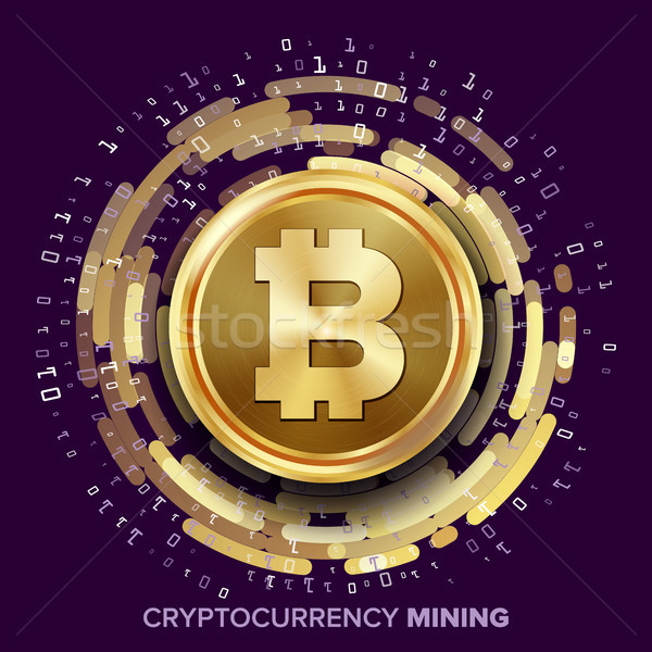 Bányászat bitcoin vektor arany érme digitális Stock fotó © pikepicture