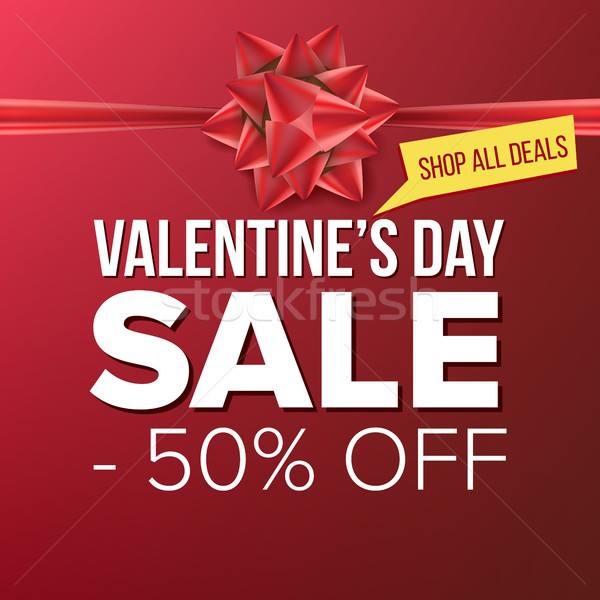 Valentine s Day Sale Banner Vector. Big Super Sale. Cartoon Business Brochure Illustration. Design F Stock photo © pikepicture