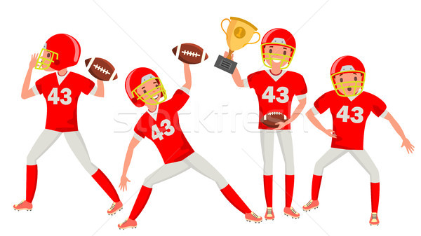American Football Man Player Male Vector. Professional Championship. Strong Man. Cartoon Athlete Cha Stock photo © pikepicture