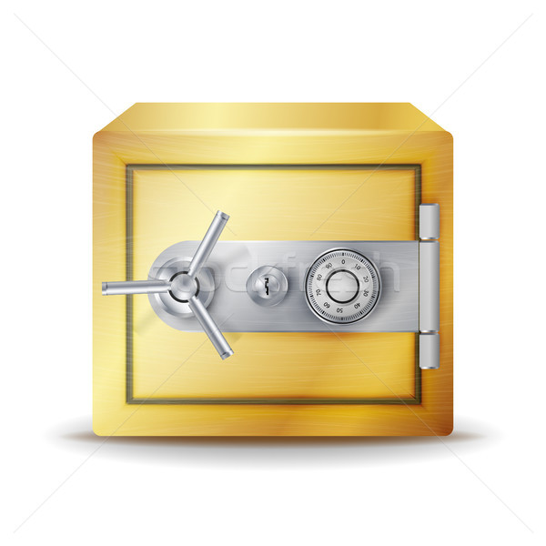 Metal Safe Realistic Vector. Gold Deposit Box Stock photo © pikepicture