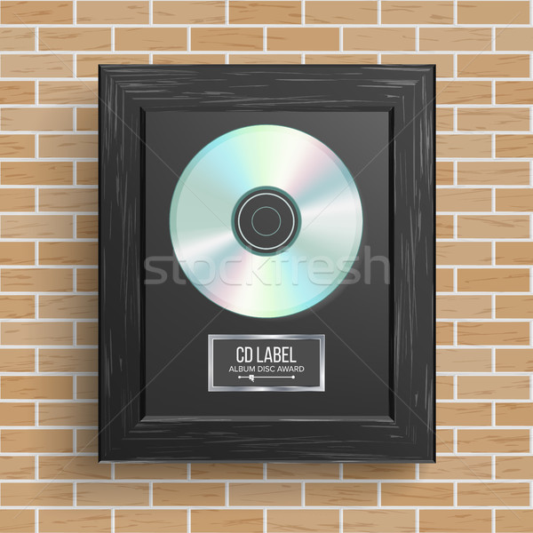 CD Disc Award Vector. Best Seller. Modern Ceremony. Realistic Frame, Album Disc, Brick Wall. Illustr Stock photo © pikepicture