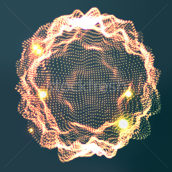 Glowing Abstract Sphere Vector. Cyber Music Waves. Digital Splash. Illustration Stock photo © pikepicture