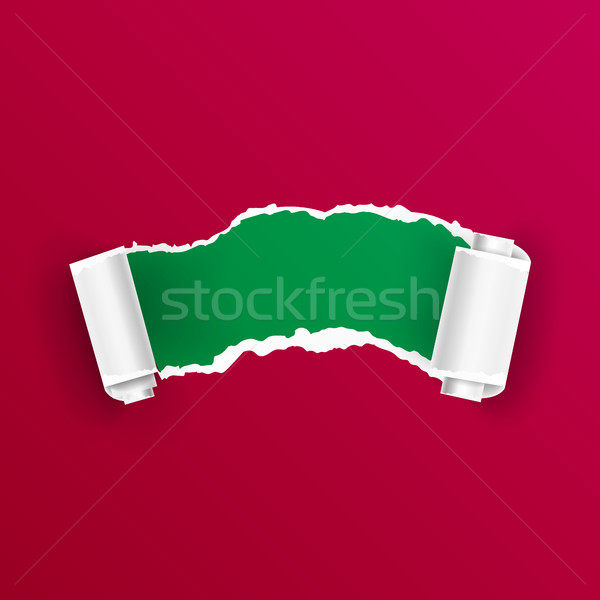 Torn Paper With Curls Vector. Realistic Paper Hole. Stock photo © pikepicture