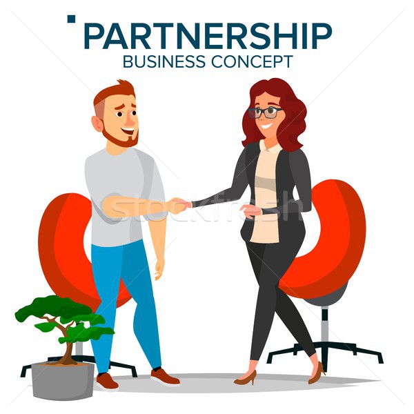 Business Partnership Concept Vector. Business Man And Business Woman. Greeting Shake. Company Cooper Stock photo © pikepicture