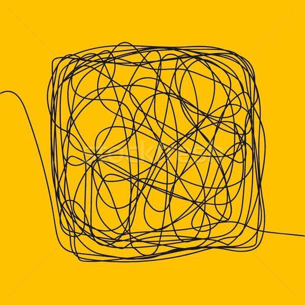 Tangle Scrawl Sketch Vector. Drawing Square. Thread Clew Knot. Chaos, Intellect. Illustration Stock photo © pikepicture