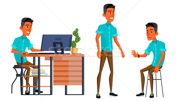 Büroangestellte Vektor Gesicht Emotionen unterschiedlich Gesten Stock foto © pikepicture