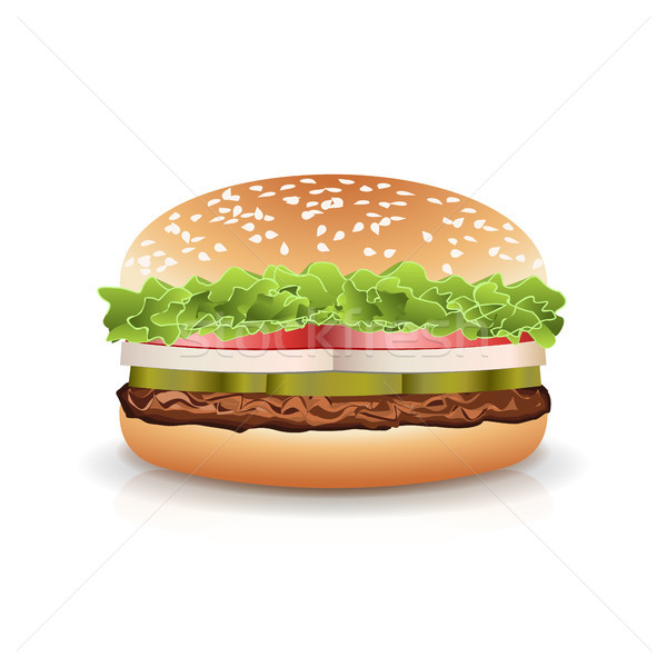 Restauration rapide réaliste Burger vecteur hamburger sandwich [[stock_photo]] © pikepicture