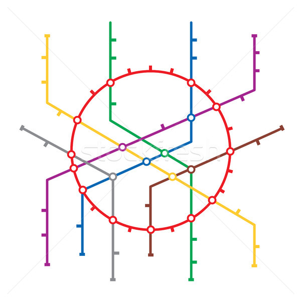 Stockfoto: Metro · kaart · vector · metro · ontwerpsjabloon · kleurrijk