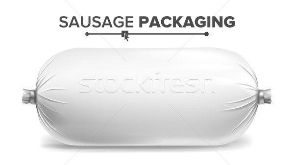Packaging For Sausage Vector. White Plastic Packaging For Meat Product. Isolated Illustration Stock photo © pikepicture
