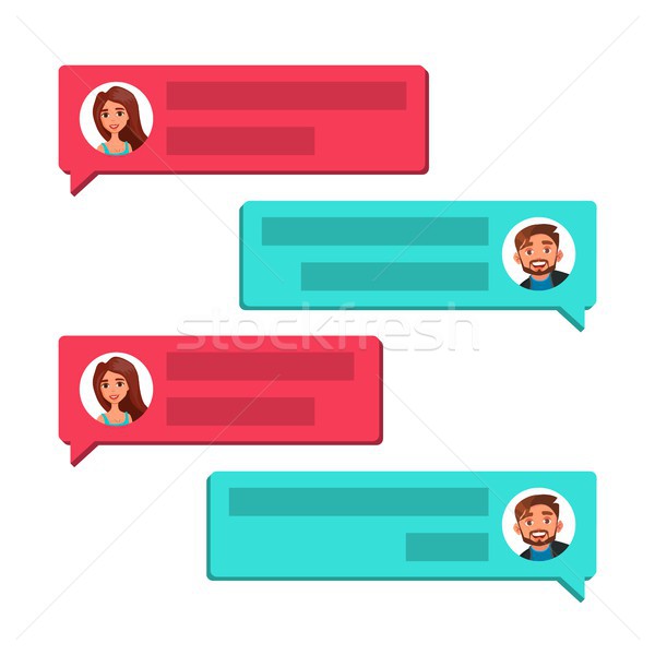 Chatting Vector. Communication Screen. Dialog Symbol. Bubble Speeches Messages. Isolated Flat Cartoo Stock photo © pikepicture