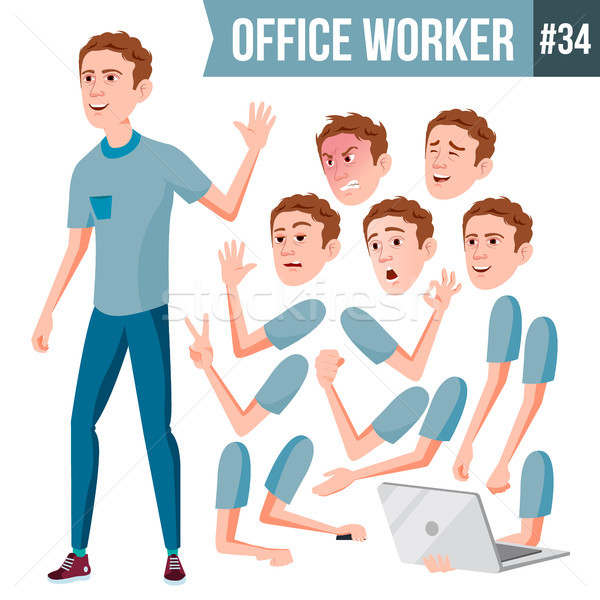 Stock foto: Büroangestellte · Vektor · Gesicht · Emotionen · unterschiedlich · Gesten