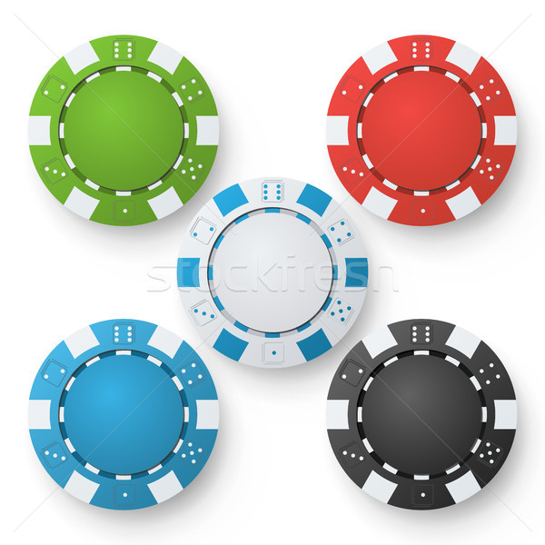 Poker Chips Vector. Set Classic Colored Poker Chips Isolated On White. Red, Black, Blue, Green Casin Stock photo © pikepicture