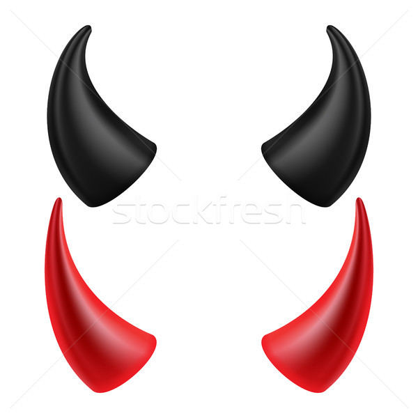 Devils Horns Vector. Isolated On White Background Illustration. Halloween Evil Horns Stock photo © pikepicture