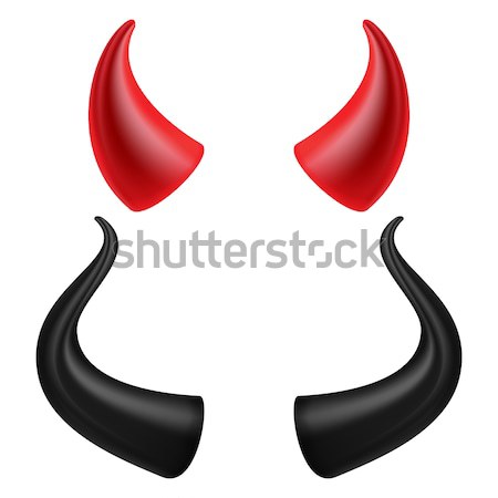 Devil Horns Vector. Halloween Evil Horns Sign, Icon. Isolated On White Background Stock photo © pikepicture