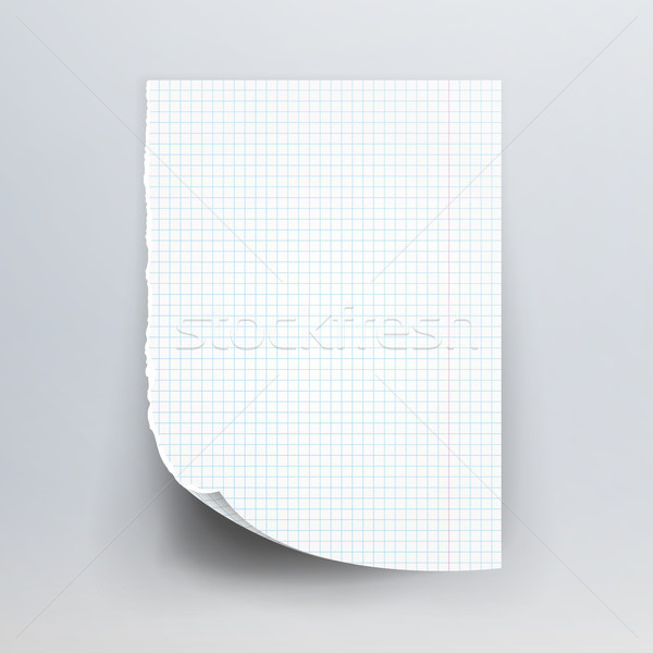 Notebook Paper With Torn Edge Vector Illustration. School Sheet Page Paper Stock photo © pikepicture