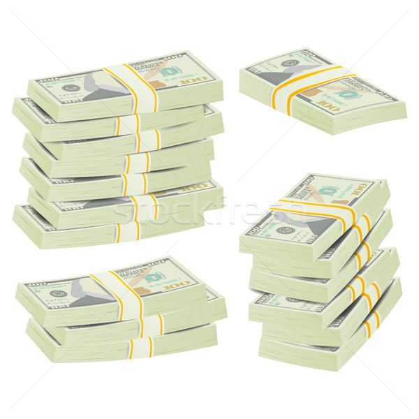 Realistic Dollar Stacks Vector. Banknotes Stock photo © pikepicture