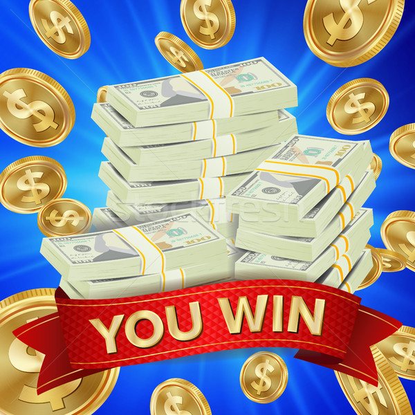 Grand gagnant vecteur pièces d'or jackpot illustration [[stock_photo]] © pikepicture