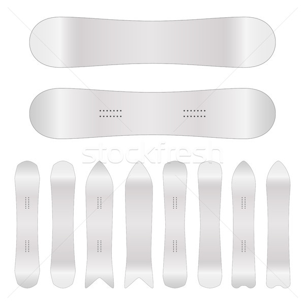 Snowboard Blank Vector. Empty Clean White Snowboards Template. Front, Back Sides. Isolated Illustrat Stock photo © pikepicture