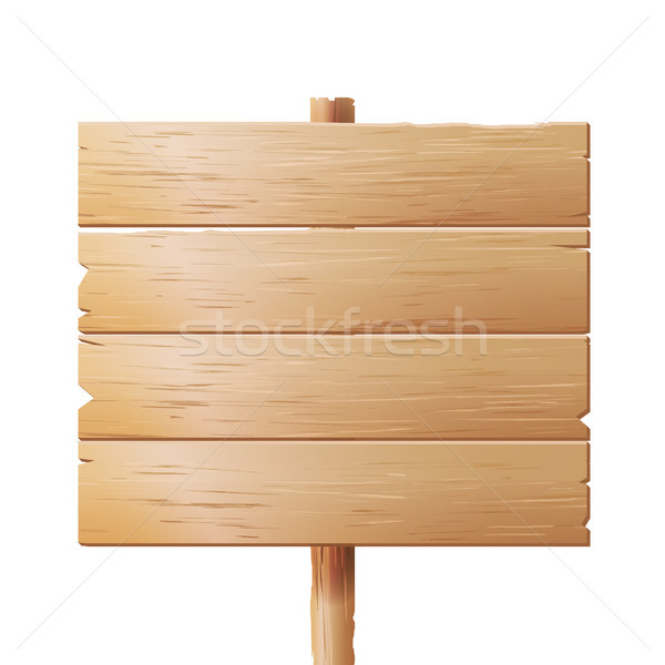 Wooden Signboards Vector. Wood Sign Board Isolated On White Background Stock photo © pikepicture