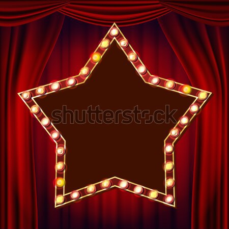 ストックフォト: レトロな · 星 · 看板 · ベクトル · 赤 · 劇場