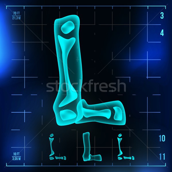 L Letter Vector. Capital Digit. Roentgen X-ray Font Light Sign. Medical Radiology Neon Scan Effect.  Stock photo © pikepicture