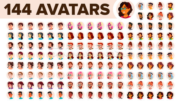 People Avatar Set Vector. Man, Woman. Default Placeholder. Colored Member. User Person. Expressive P Stock photo © pikepicture