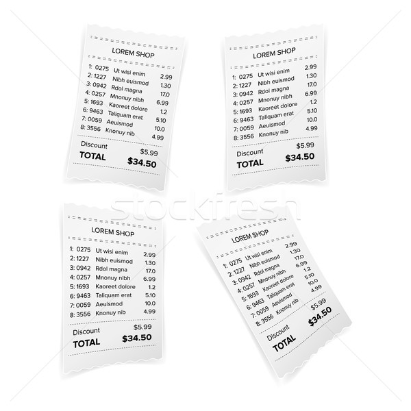 Sales Printed Receipt White Paper Blank Vector. Shop Reciept Or Bill Isolated On White Background. R Stock photo © pikepicture