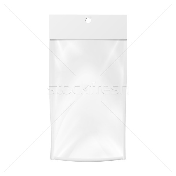 Plastic Pocket Vector Blank. Realistic Mock Up Template Of Plastic Pocket Bag. Clean Hang Slot. Pack Stock photo © pikepicture
