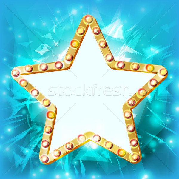 Star Sign Vector. Glowing Element. Retro Light Gold Star Banner. Premiere Film, Show, Disco, Casino, Stock photo © pikepicture