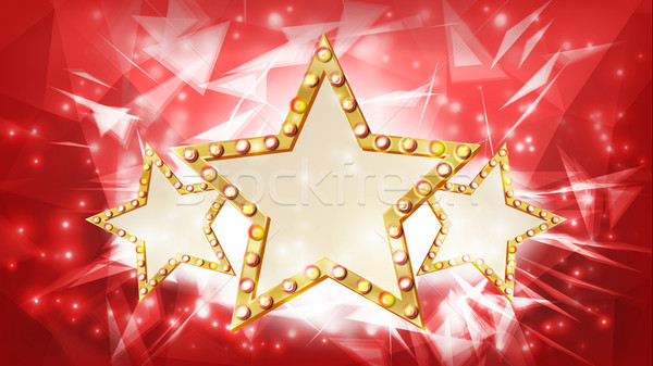 Gold Star Vector. Rays. Three Silhouette Of Gold Disco, Casino, Carnival Star Sign. Banner, Poster T Stock photo © pikepicture