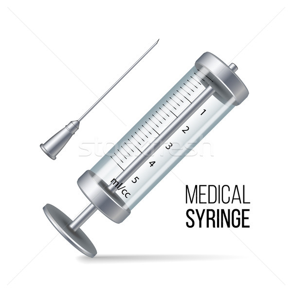 Glass Medical Syringe Isolated Vector Stock photo © pikepicture
