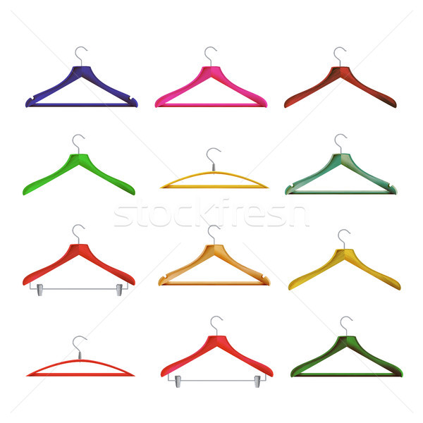 Stock photo: Wooden Clothes Hangers Vector