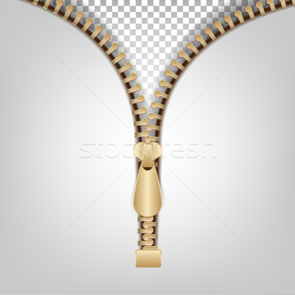 Zipper Metal For Cloth Vector. Fabric Metal Zippers Template Illustration. Stock photo © pikepicture
