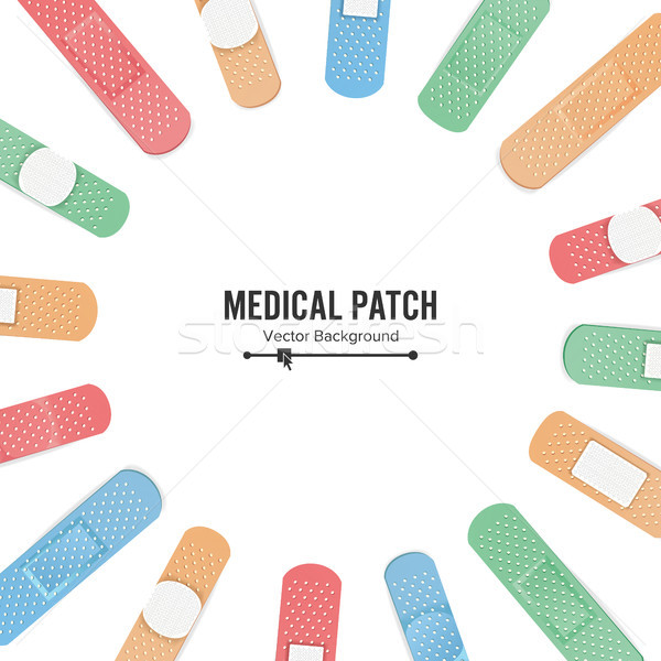 Medical Patch Vector. First Aid Band Plaster Strip Medical Patch Icon Set. Two Sides. Different Plas Stock photo © pikepicture