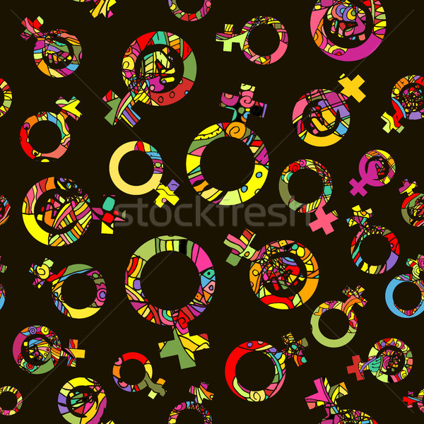 Vector Pattern 60s. Seamless Background Inspired Second Wave Feminism In 1960s Stock photo © pikepicture