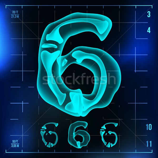 6 Number Vector. Six Roentgen X-ray Font Light Sign. Medical Radiology Neon Scan Effect. Alphabet. 3 Stock photo © pikepicture