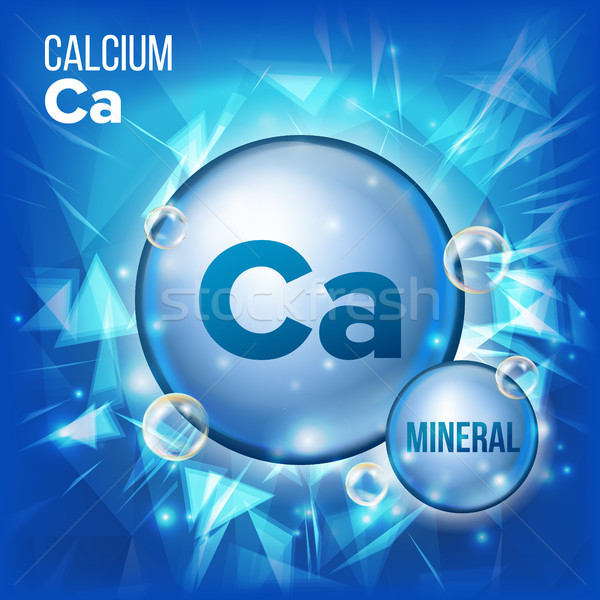 Ca Calcium Vector. Mineral Blue Pill Icon. Vitamin Capsule Pill Icon. Substance For Beauty, Cosmetic Stock photo © pikepicture