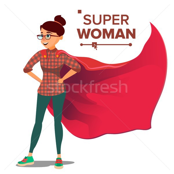 Superhero Business People Vector. Successful Superhero Business Woman And Man In Action. Young Profe Stock photo © pikepicture
