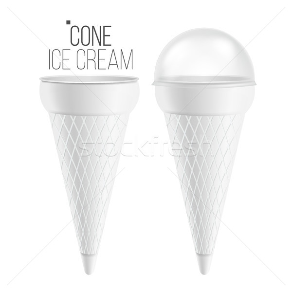 Ice Cream Cone Vector. For Ice Cream, Sour Cream. Clean Packaging. Food Bucket Cone Container. Isola Stock photo © pikepicture